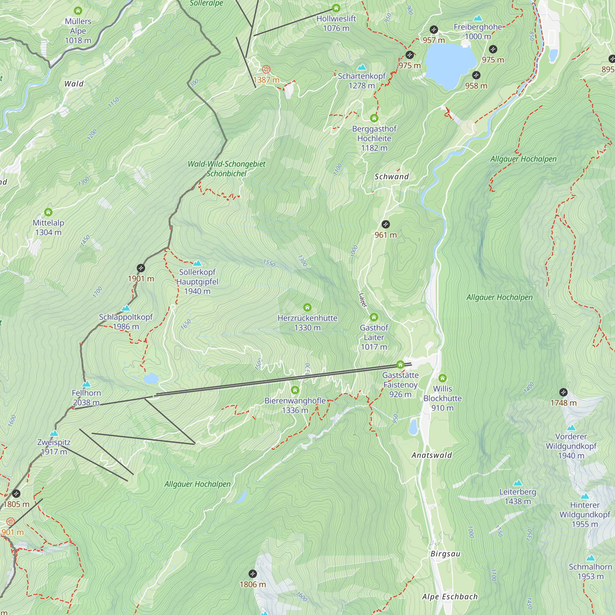 Herzrückenhütte map