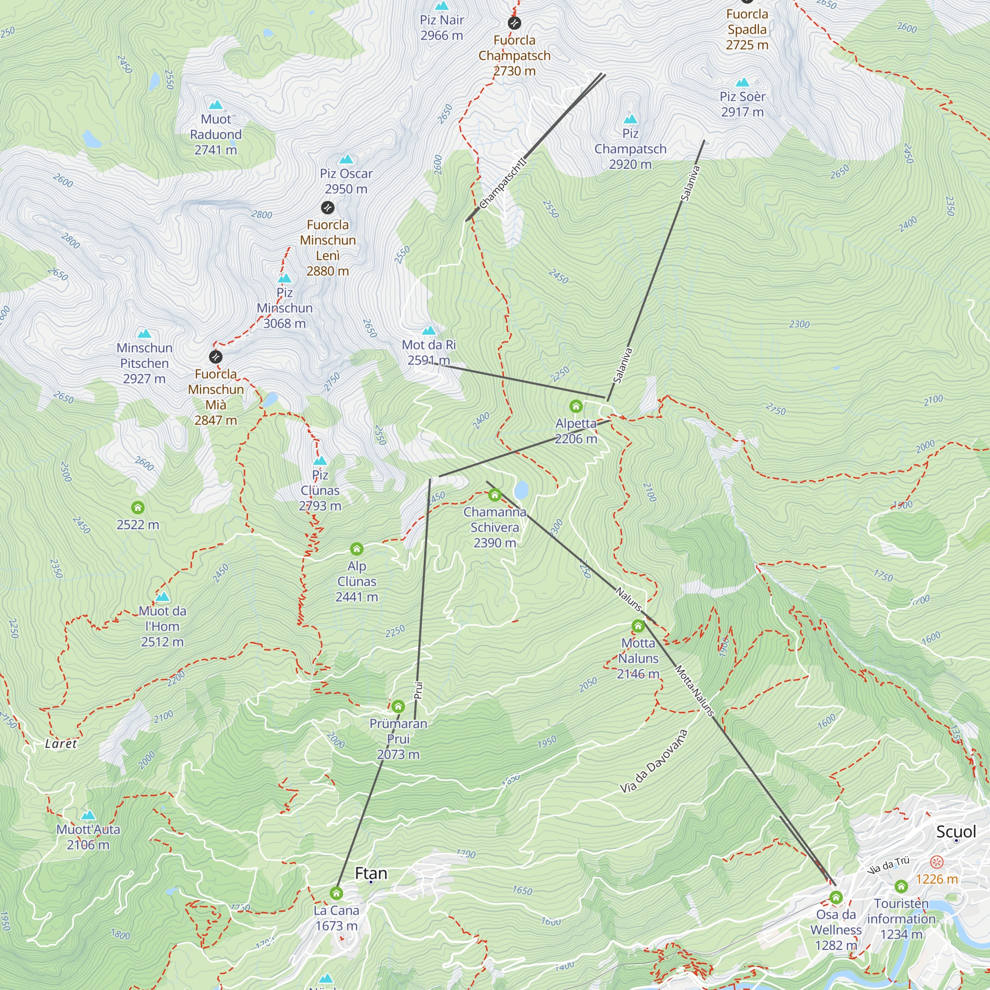 Chamanna Schivera map