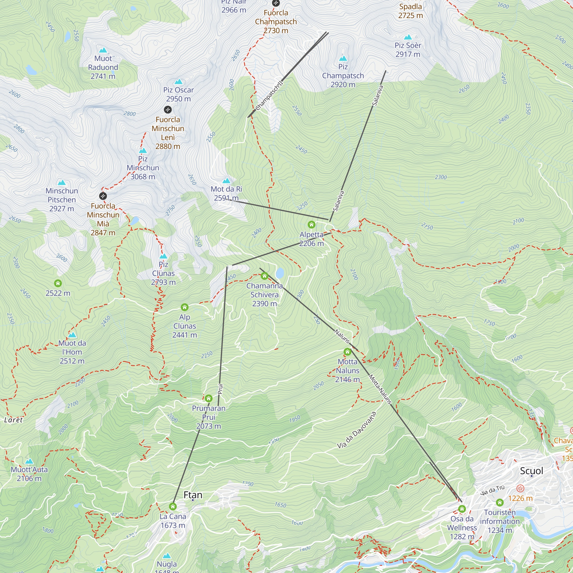 Chamanna Naluns map