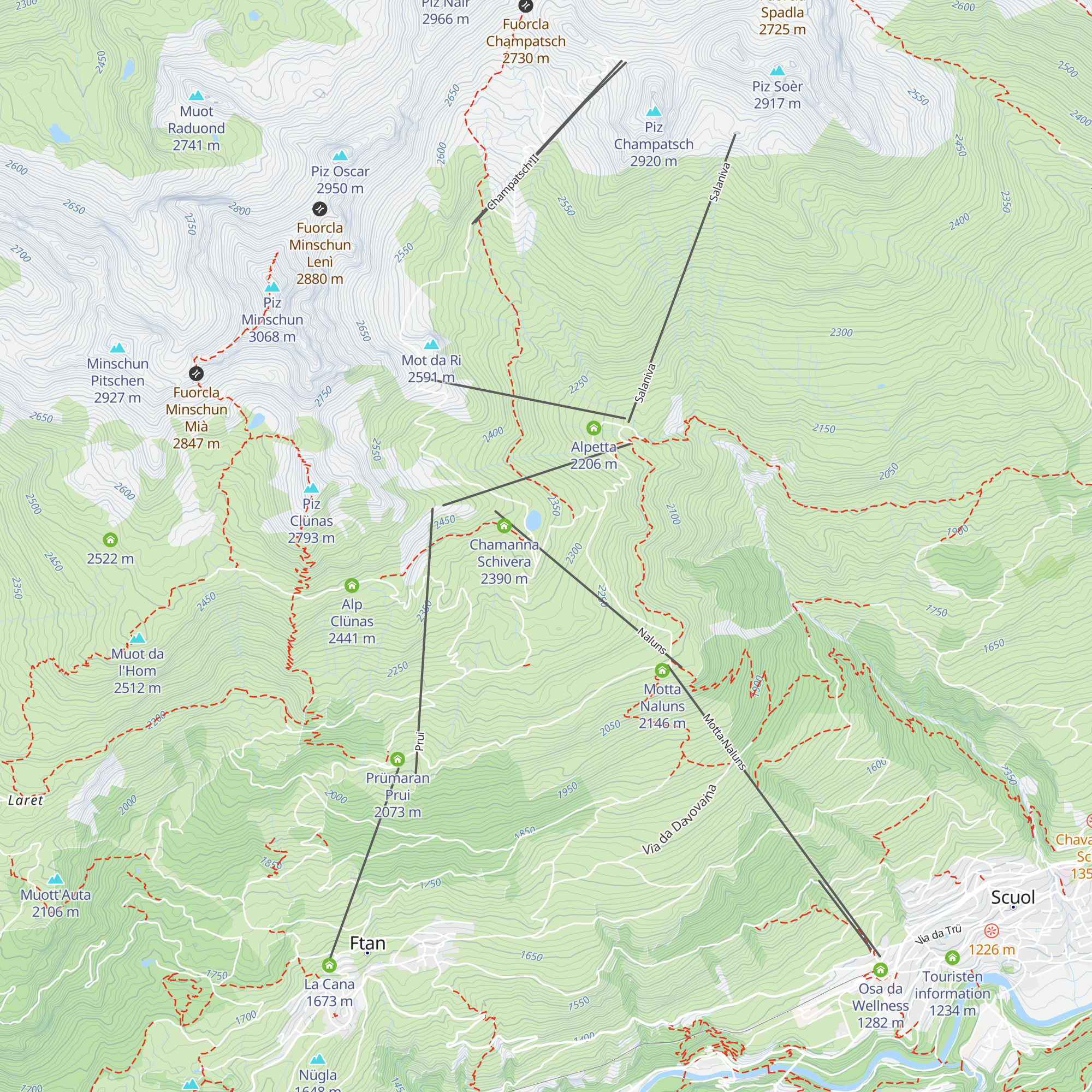 Chamanna Naluns map