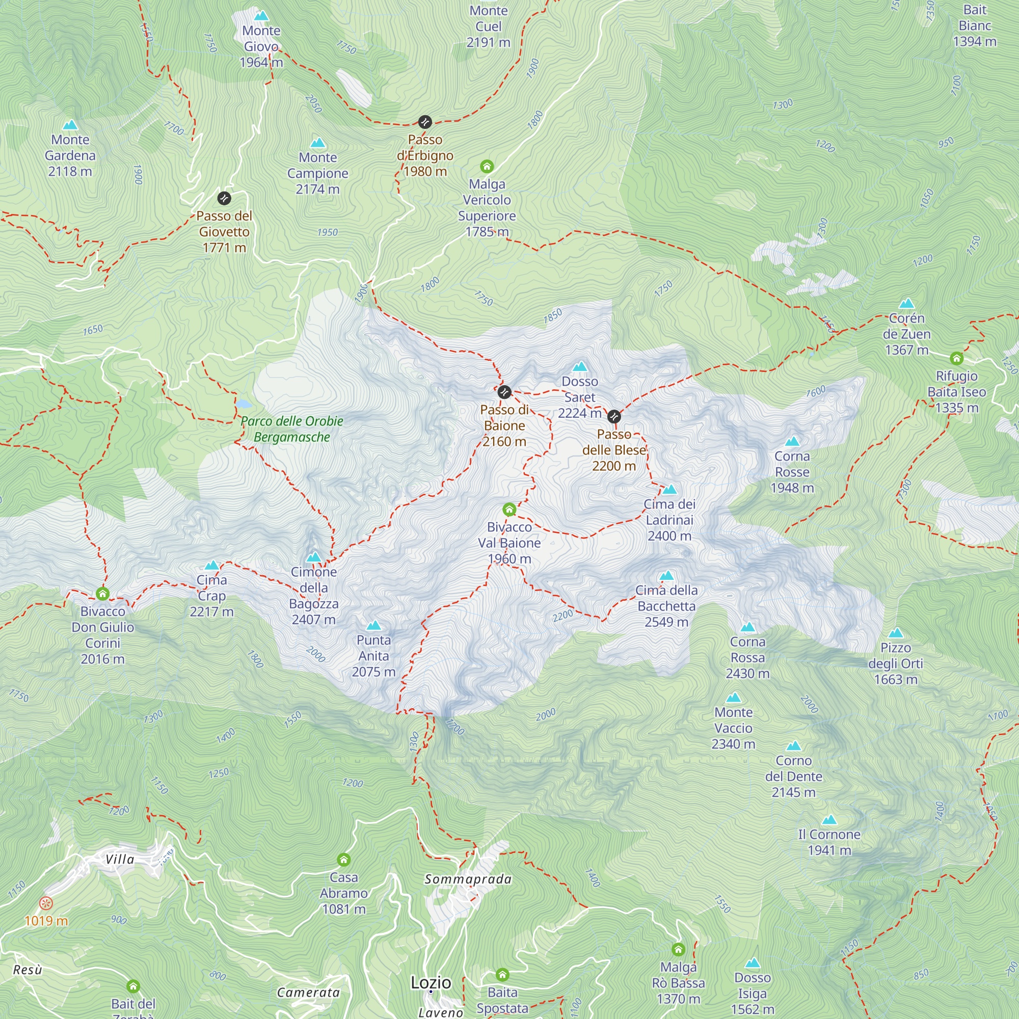 Bivacco Val Baione map