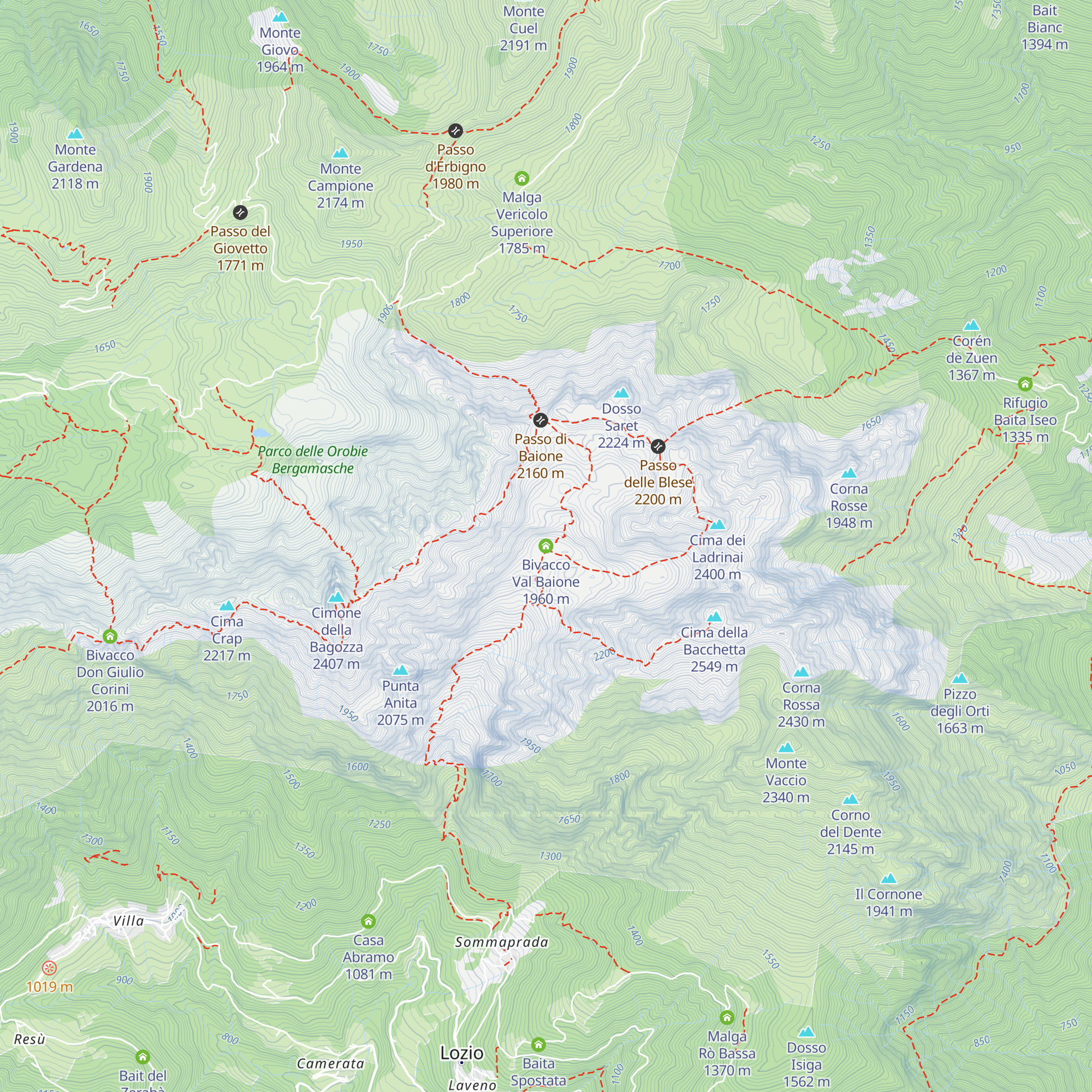 Bivacco Val Baione map