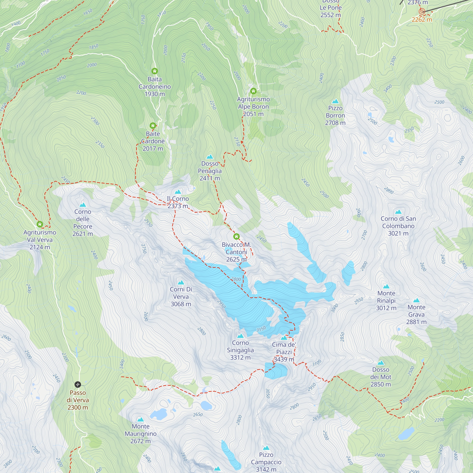 Bivacco M. Cantoni map