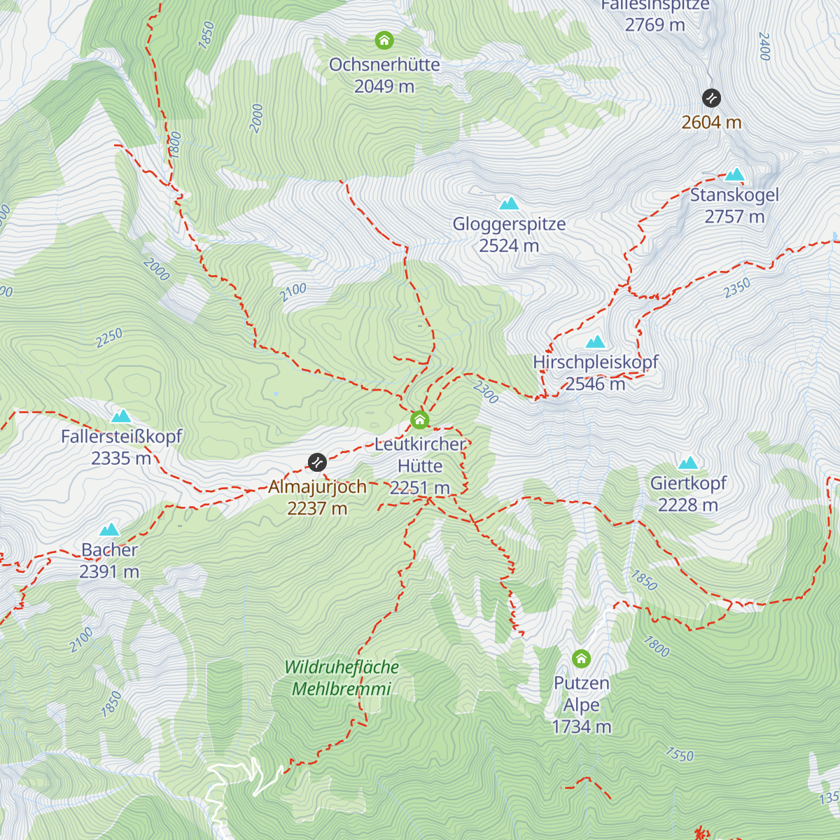 Leutkircher Hütte map