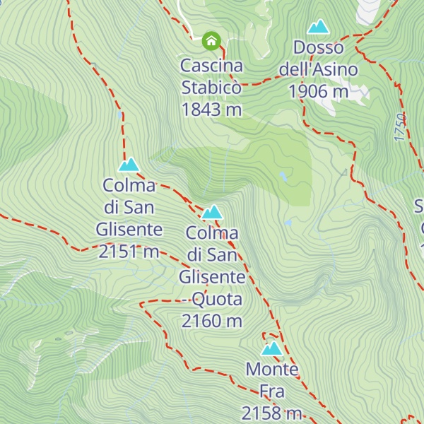 Map of Colma di San Glisente - Quota