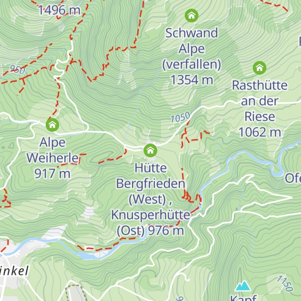Map of Hütte Bergfrieden (West) , Knusperhütte (Ost)