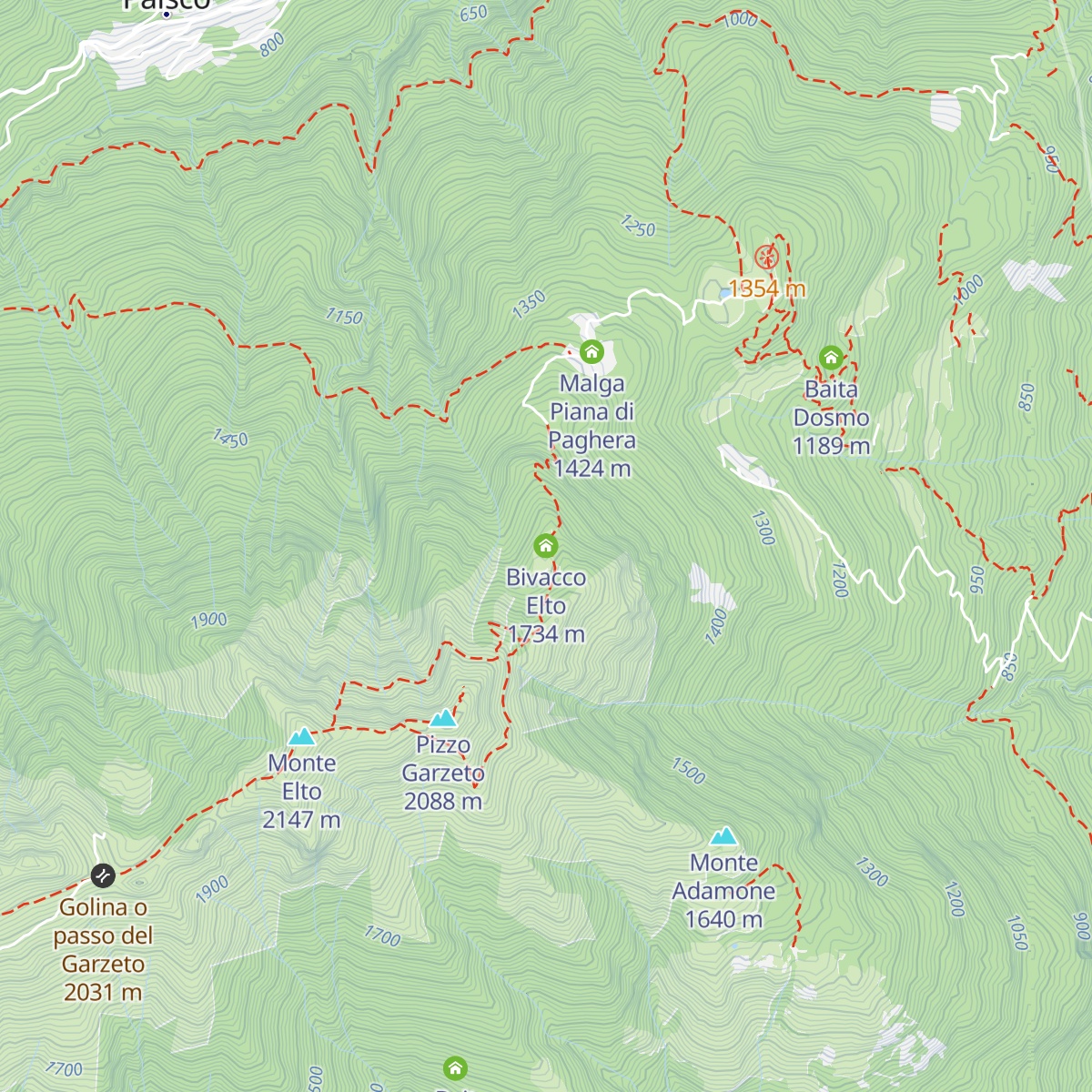 Bivacco Elto map