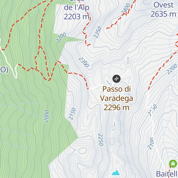 Map of Bivacco Baracon de Varadega