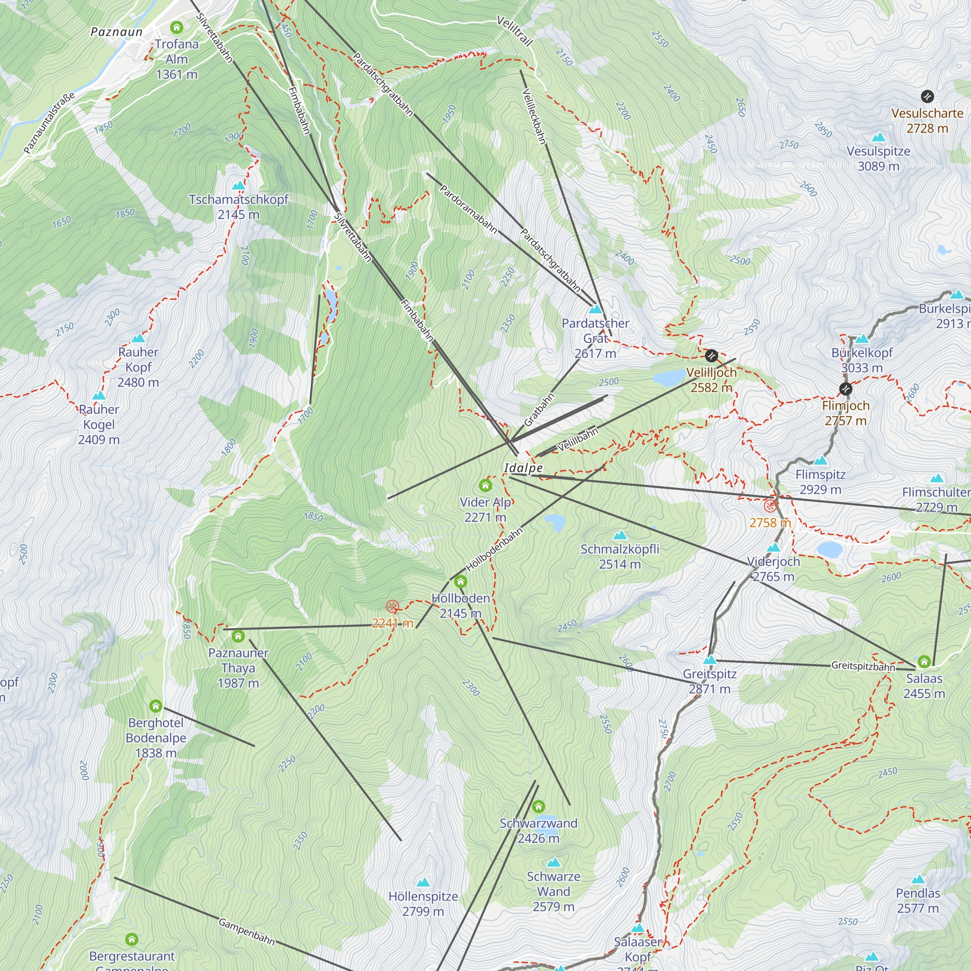 Vider Alp map