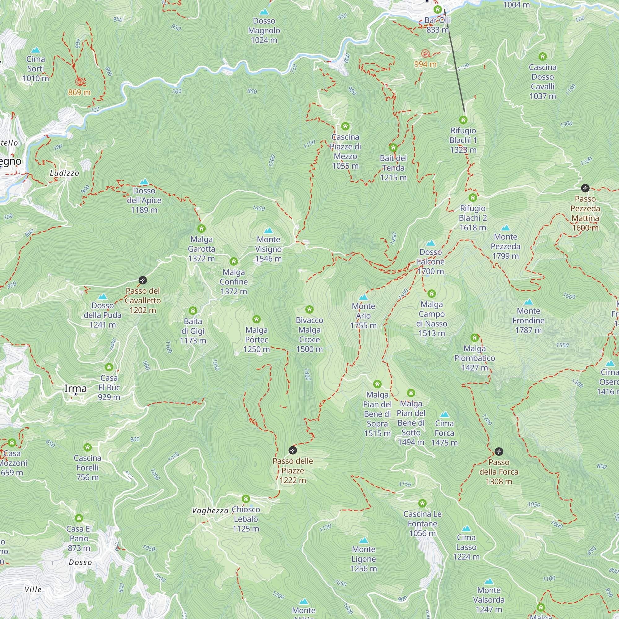 Bivacco Malga Croce map