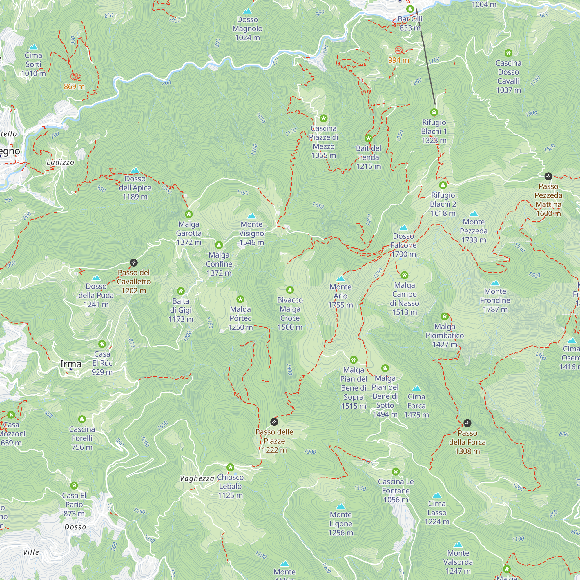 Bivacco Malga Croce map