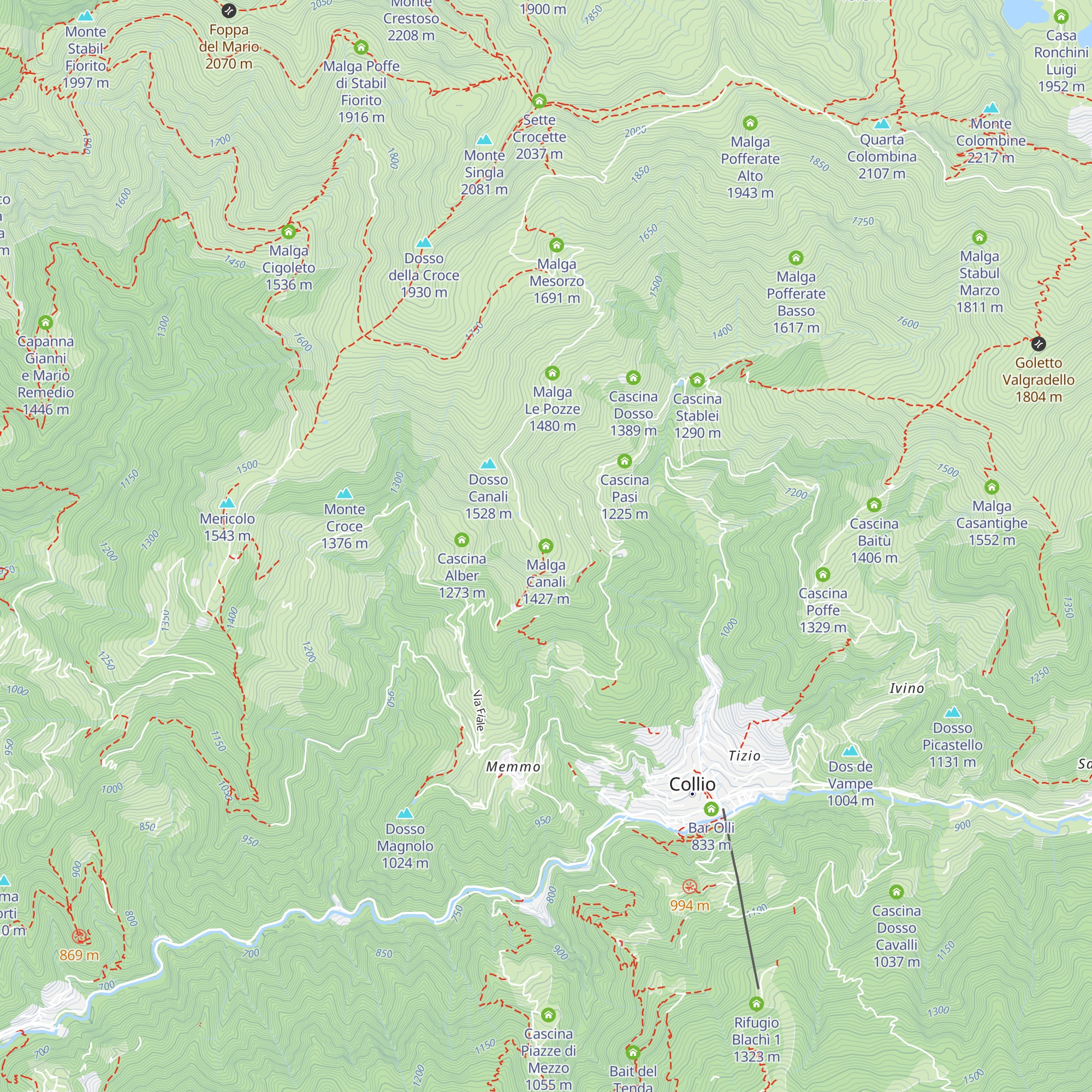Malga Canali map