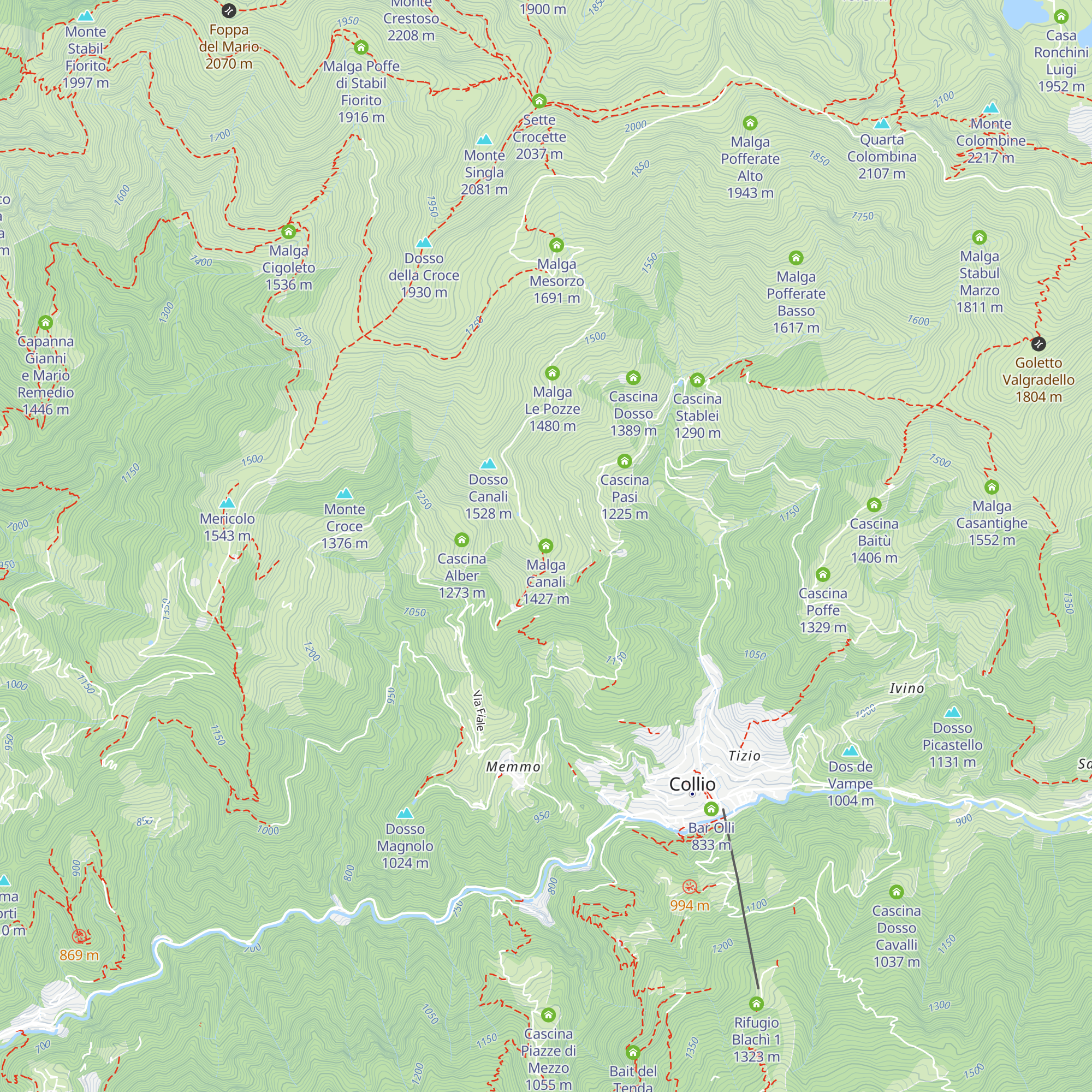 Malga Canali map