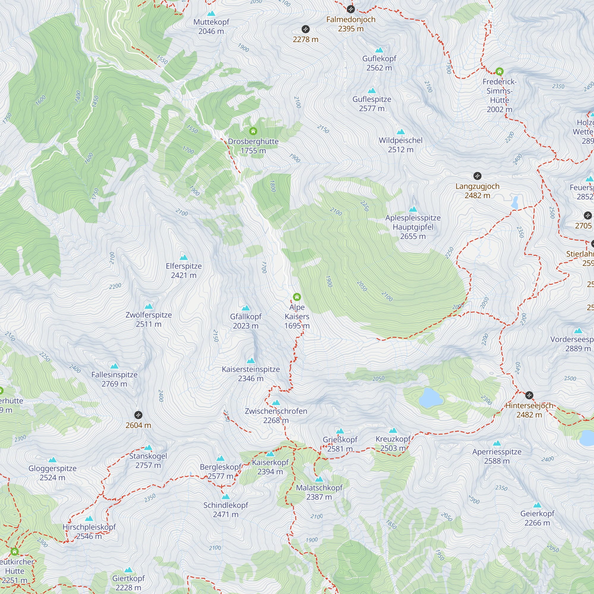 Alpe Kaisers map