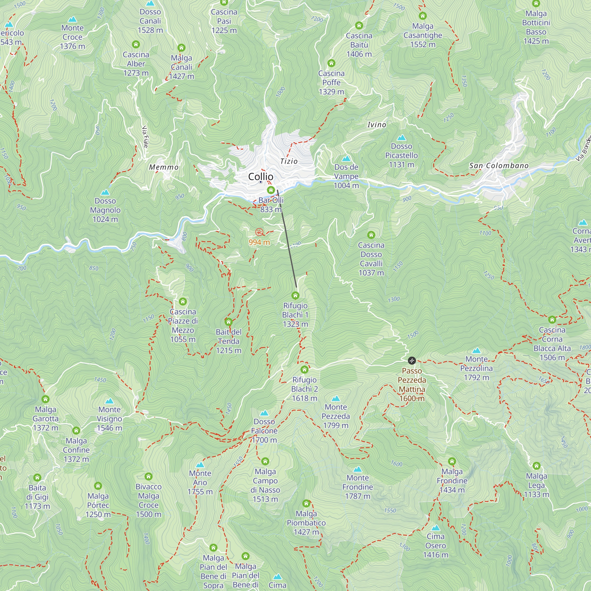 Rifugio Blachì 1 map