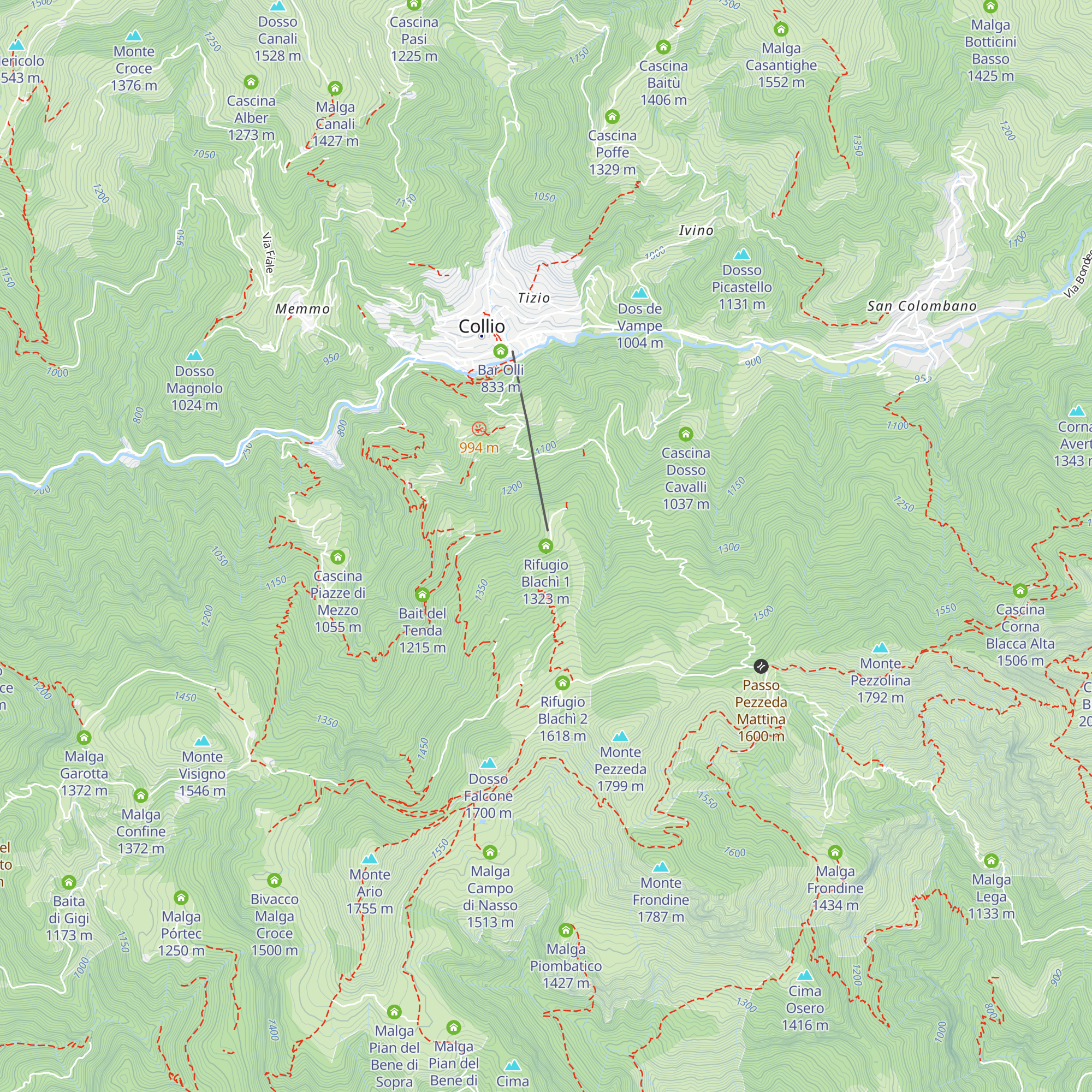 Rifugio Blachì 1 map
