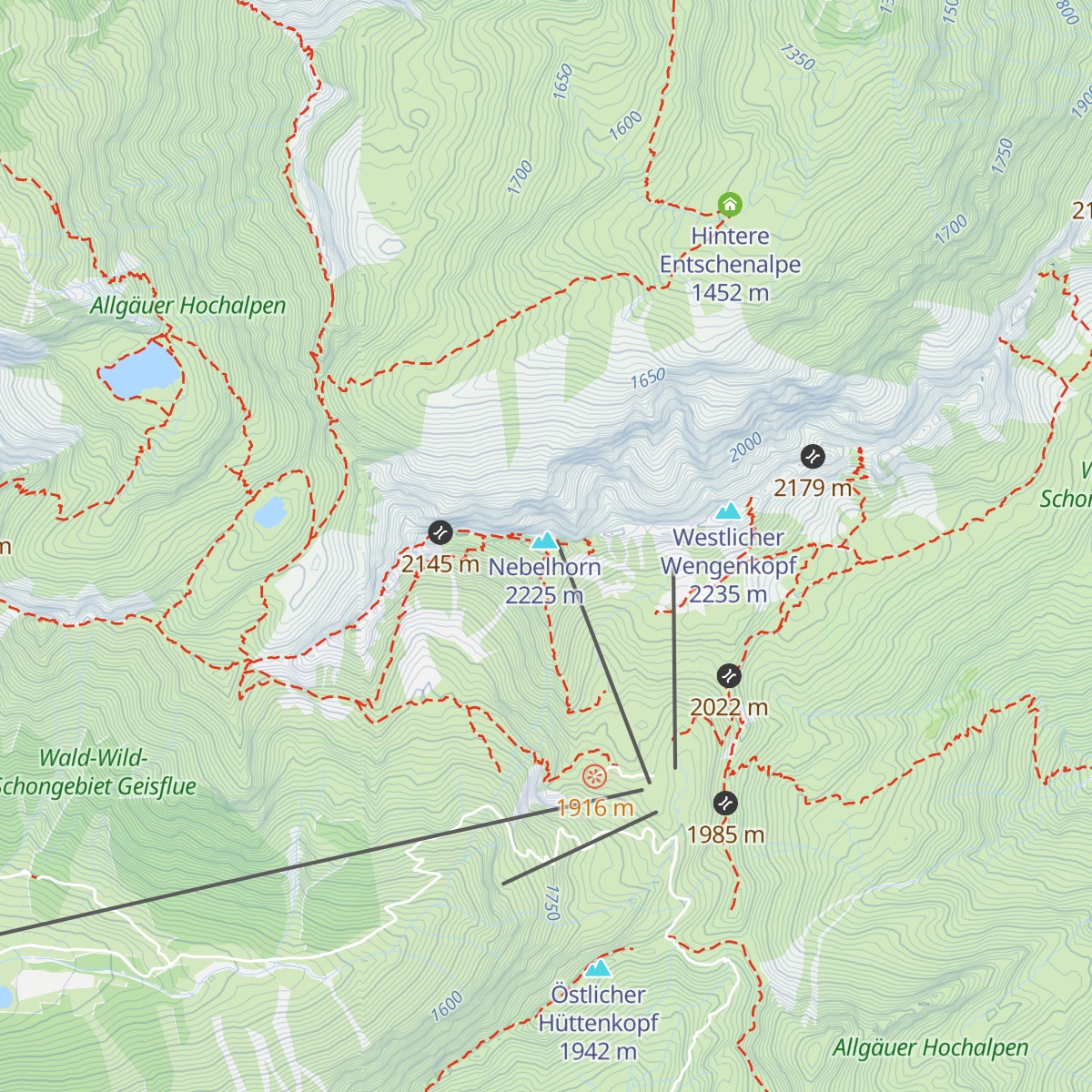 Gipfelrestaurant Nebelhorn map