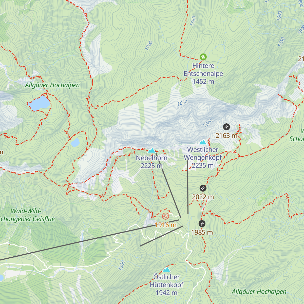 Gipfelrestaurant Nebelhorn map