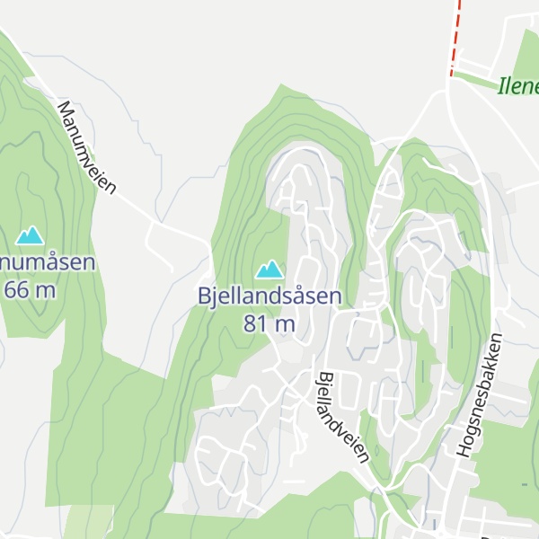 Map of Bjellandsåsen