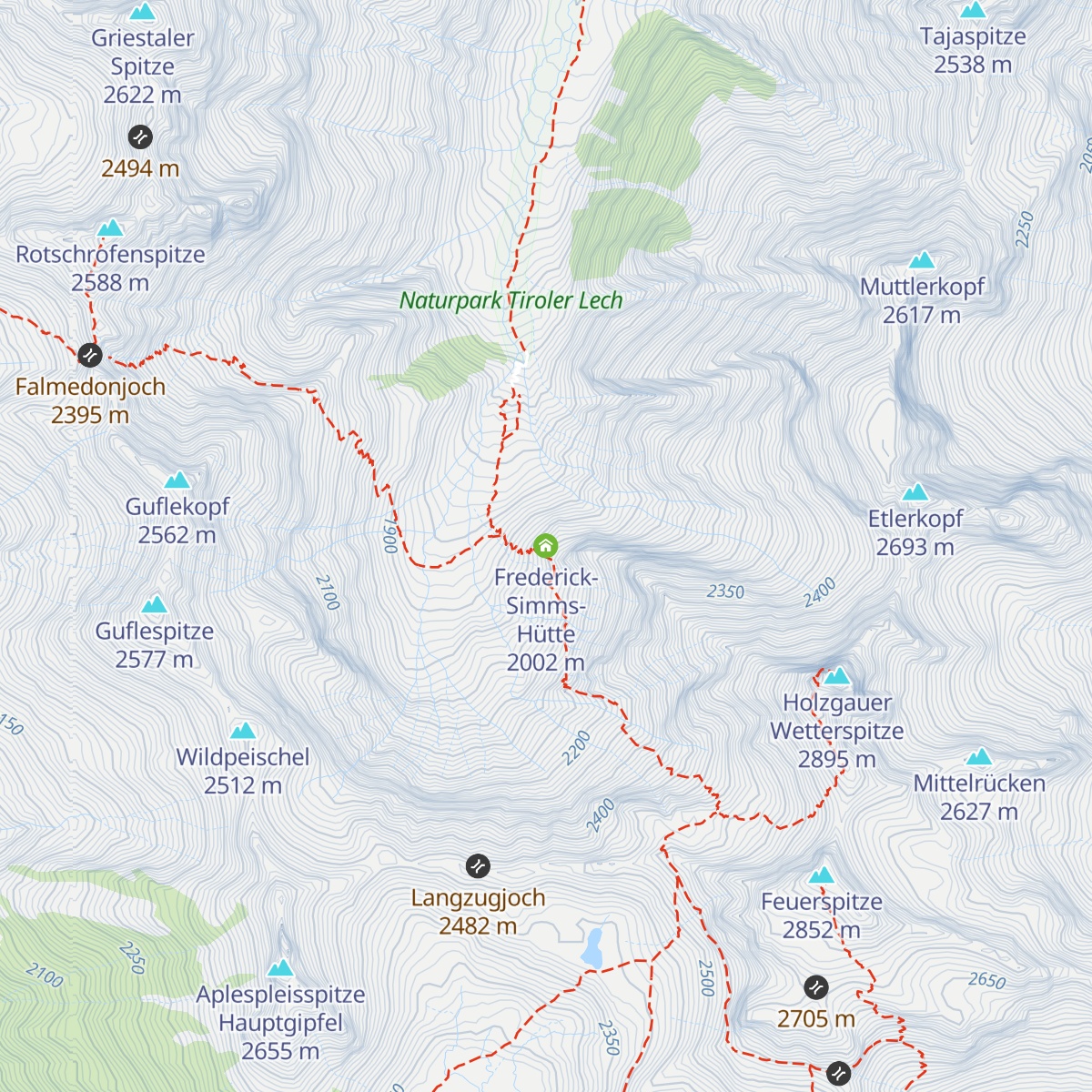 Frederick-Simms-Hütte map