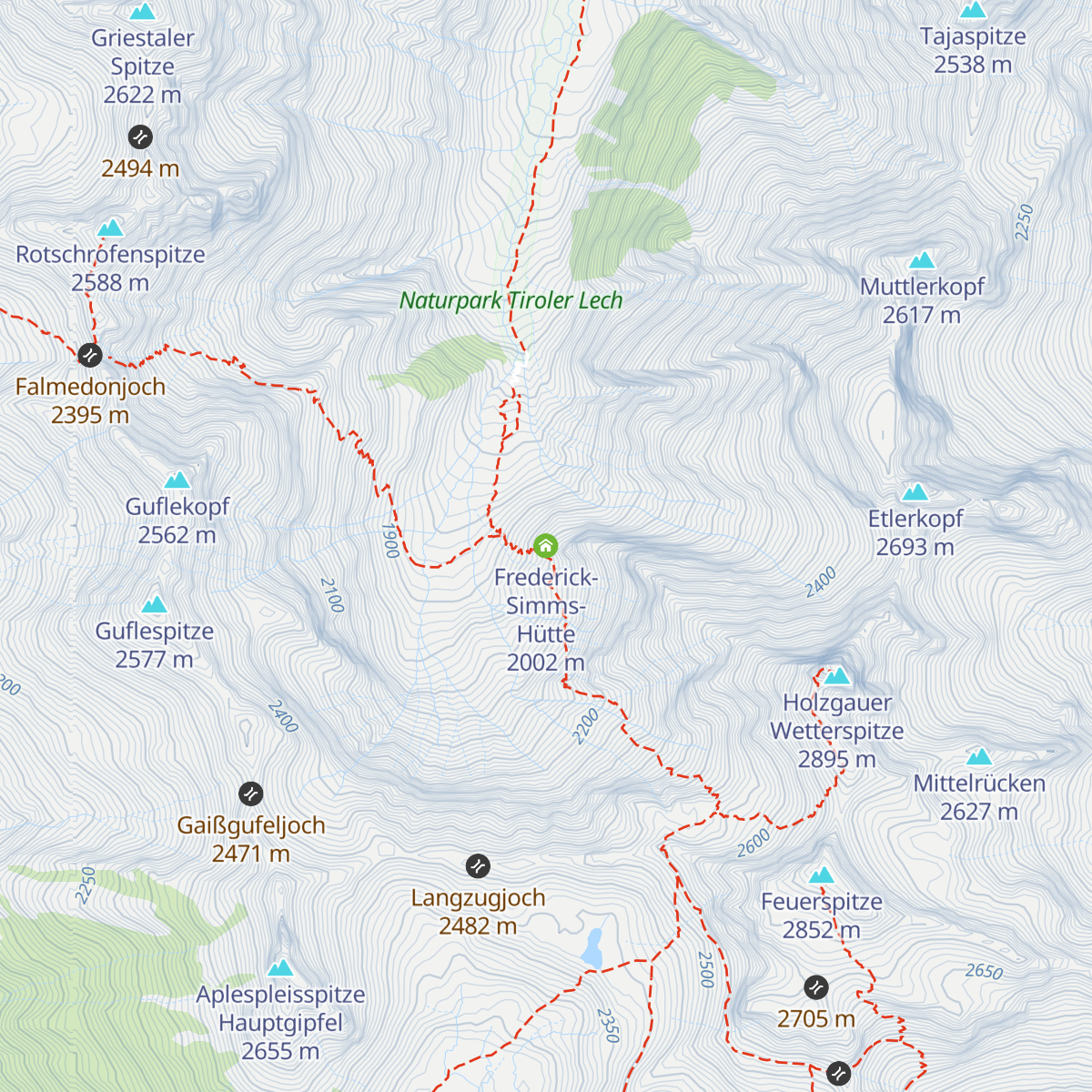 Frederick-Simms-Hütte map