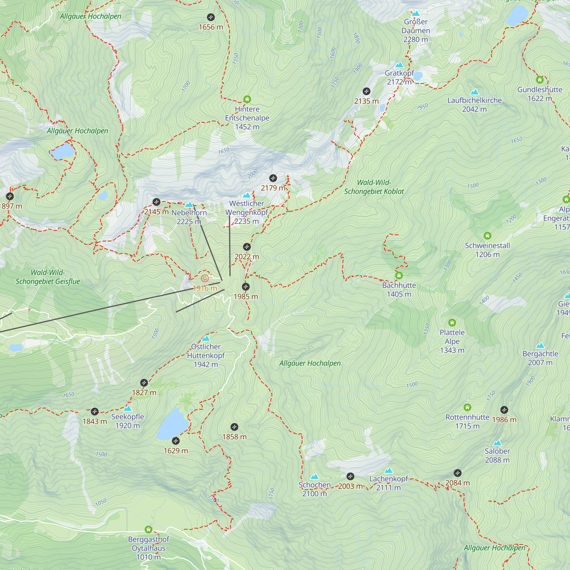 Obere Alpe Wengen map