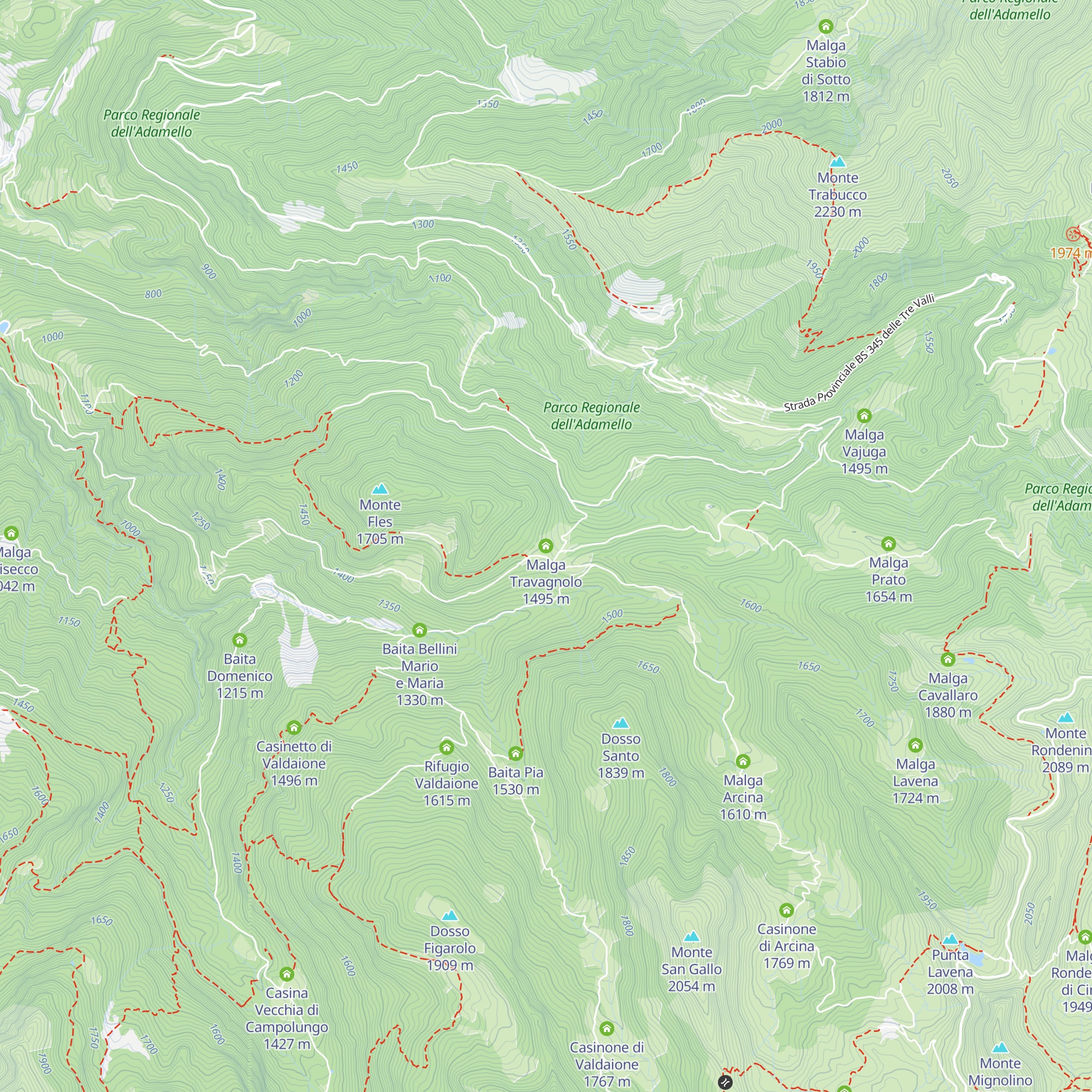 Malga Travagnolo map