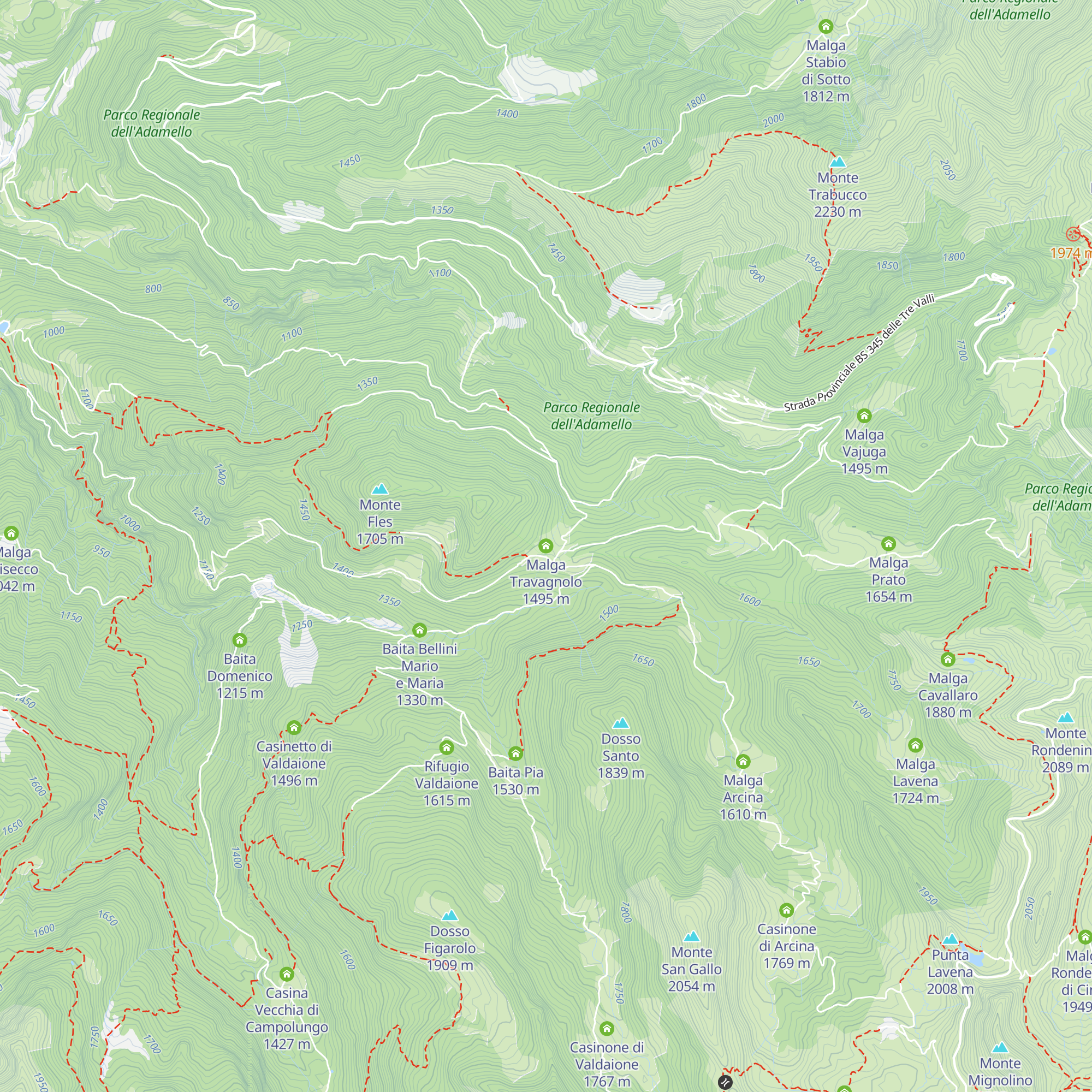 Malga Travagnolo map