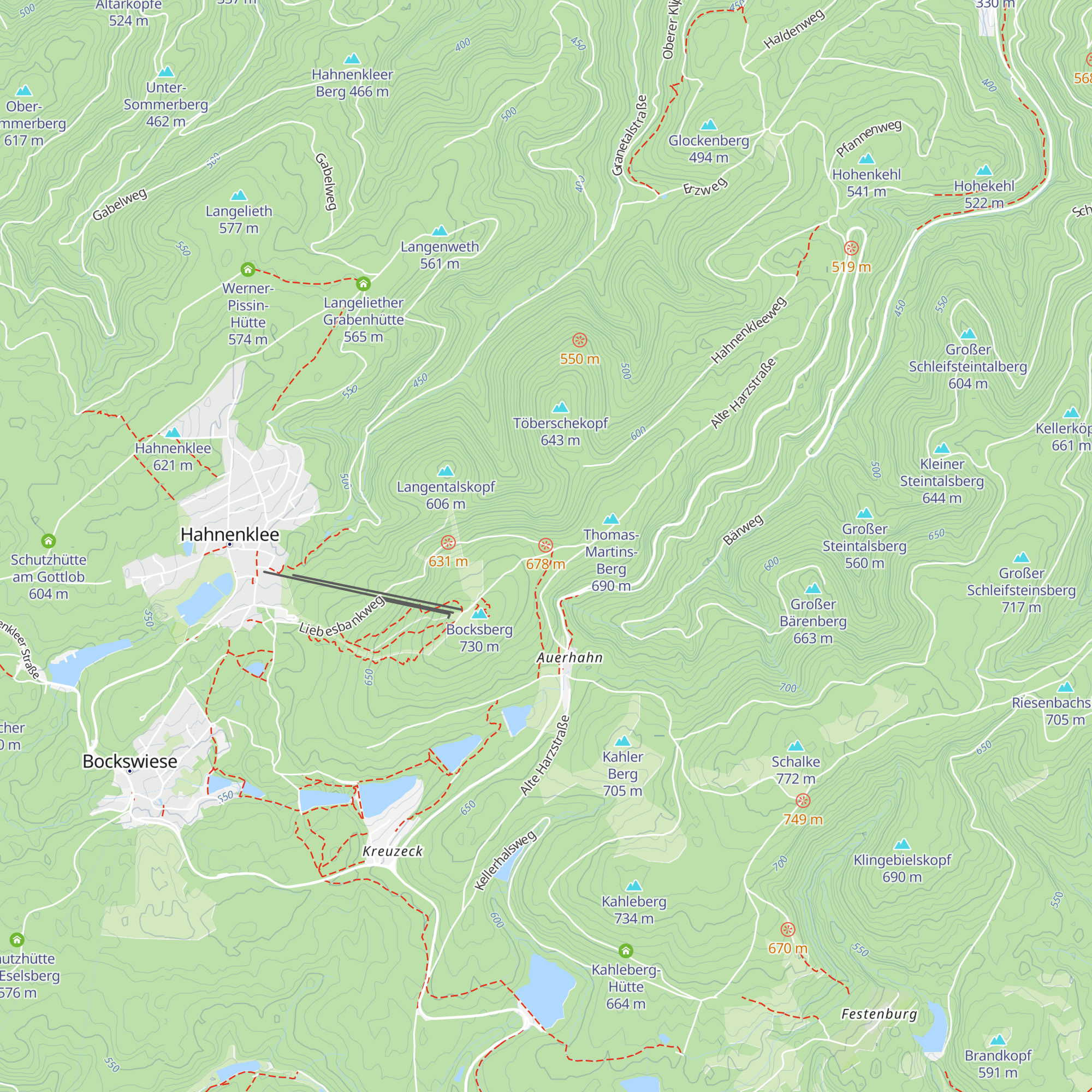 Liebesbankweg-Hütte map