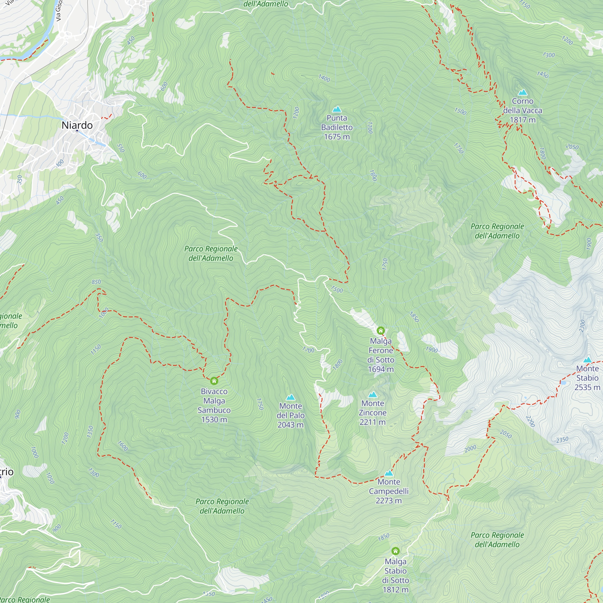 Malga Campadelli Bassa map