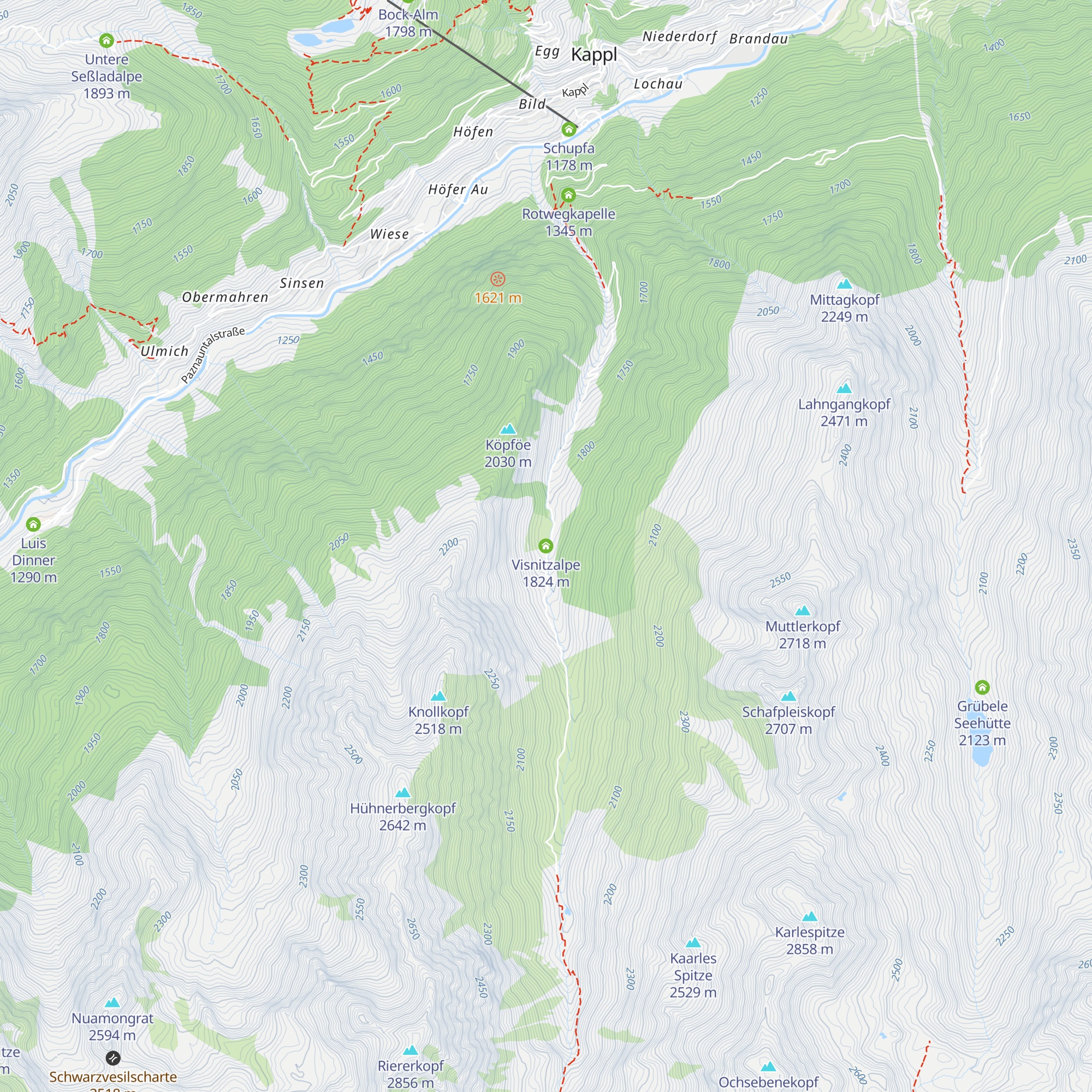 Visnitzalpe map