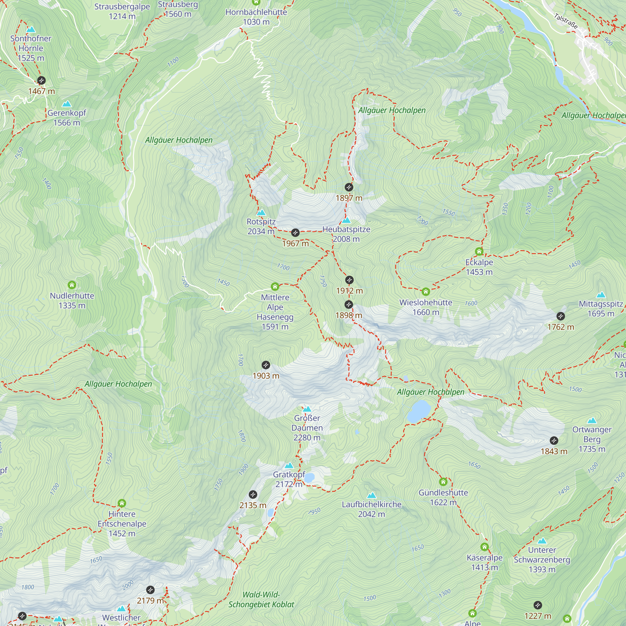 Obere Alpe Hasenegg map