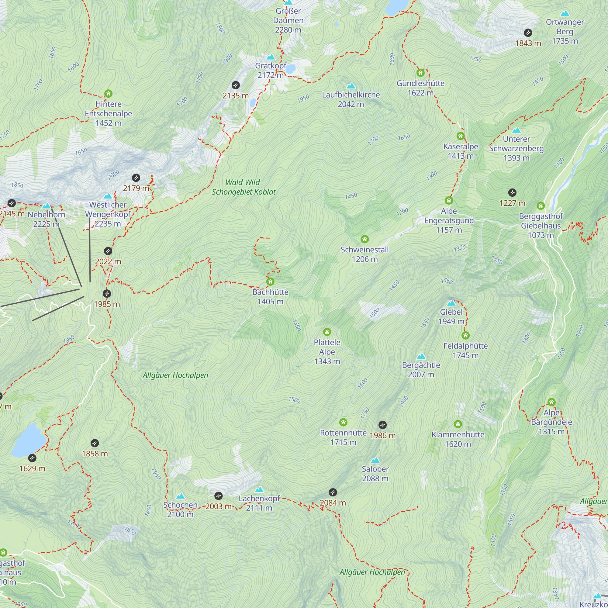 Untere Alpe Wengen map