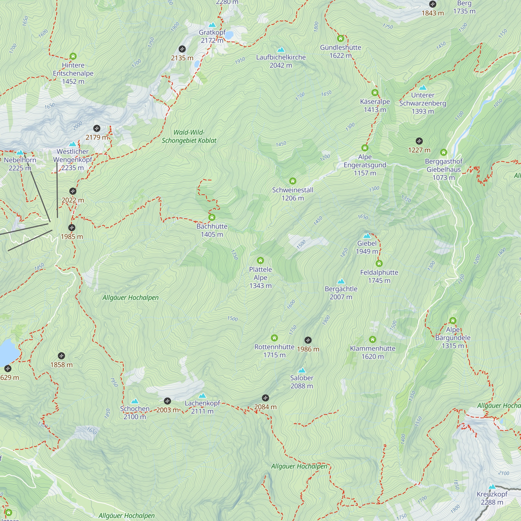 Plättele Alpe map