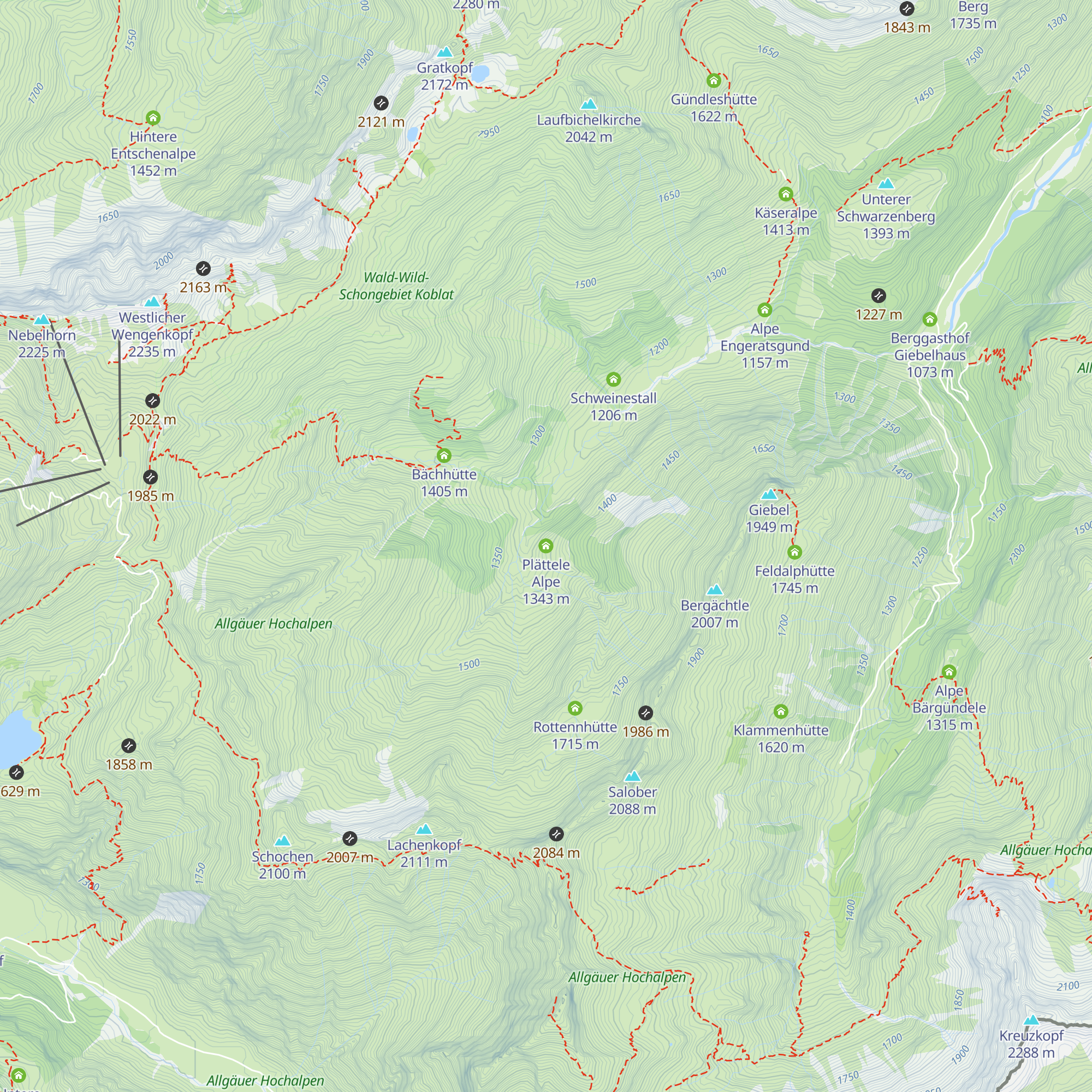 Plättele Alpe map