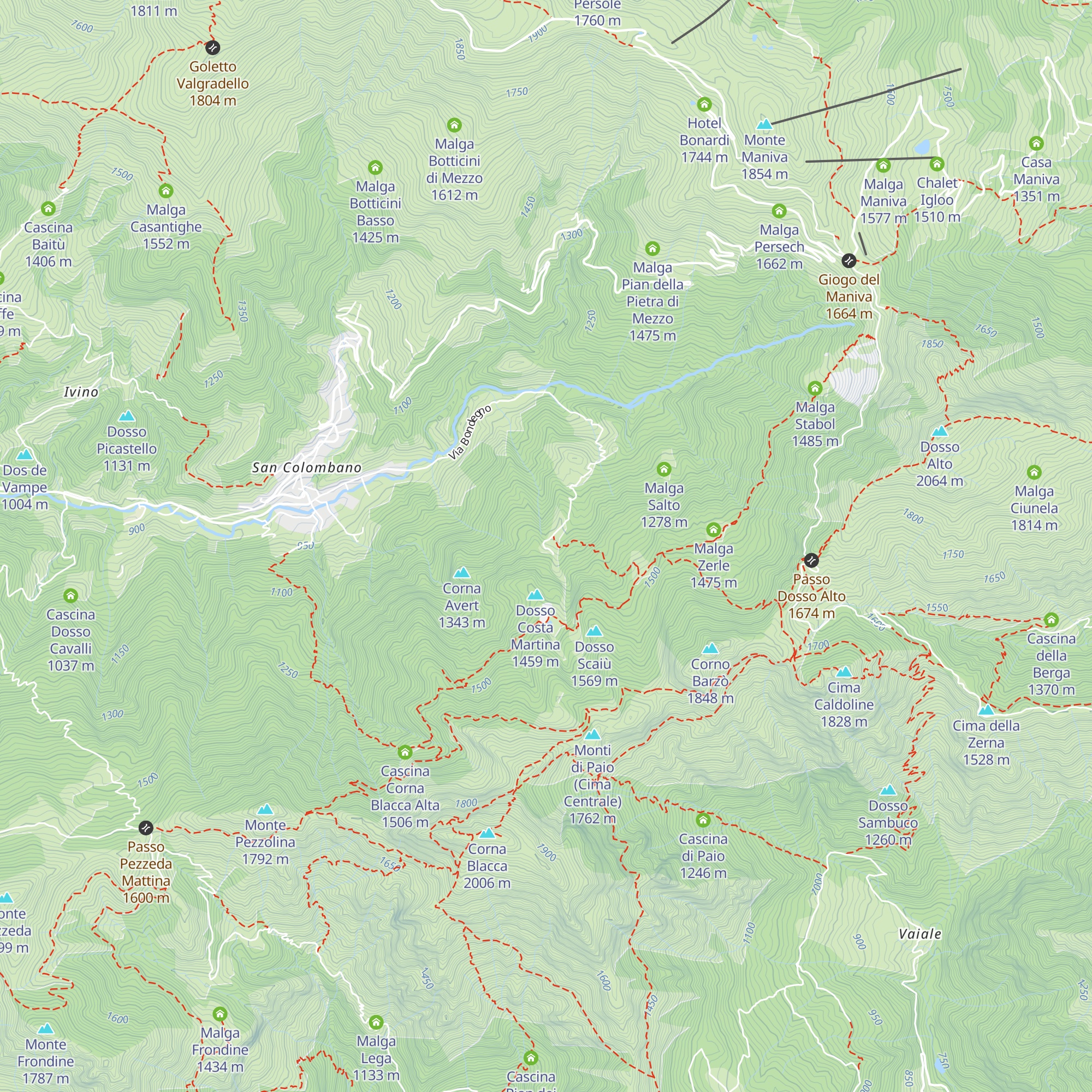 Malga Closura map