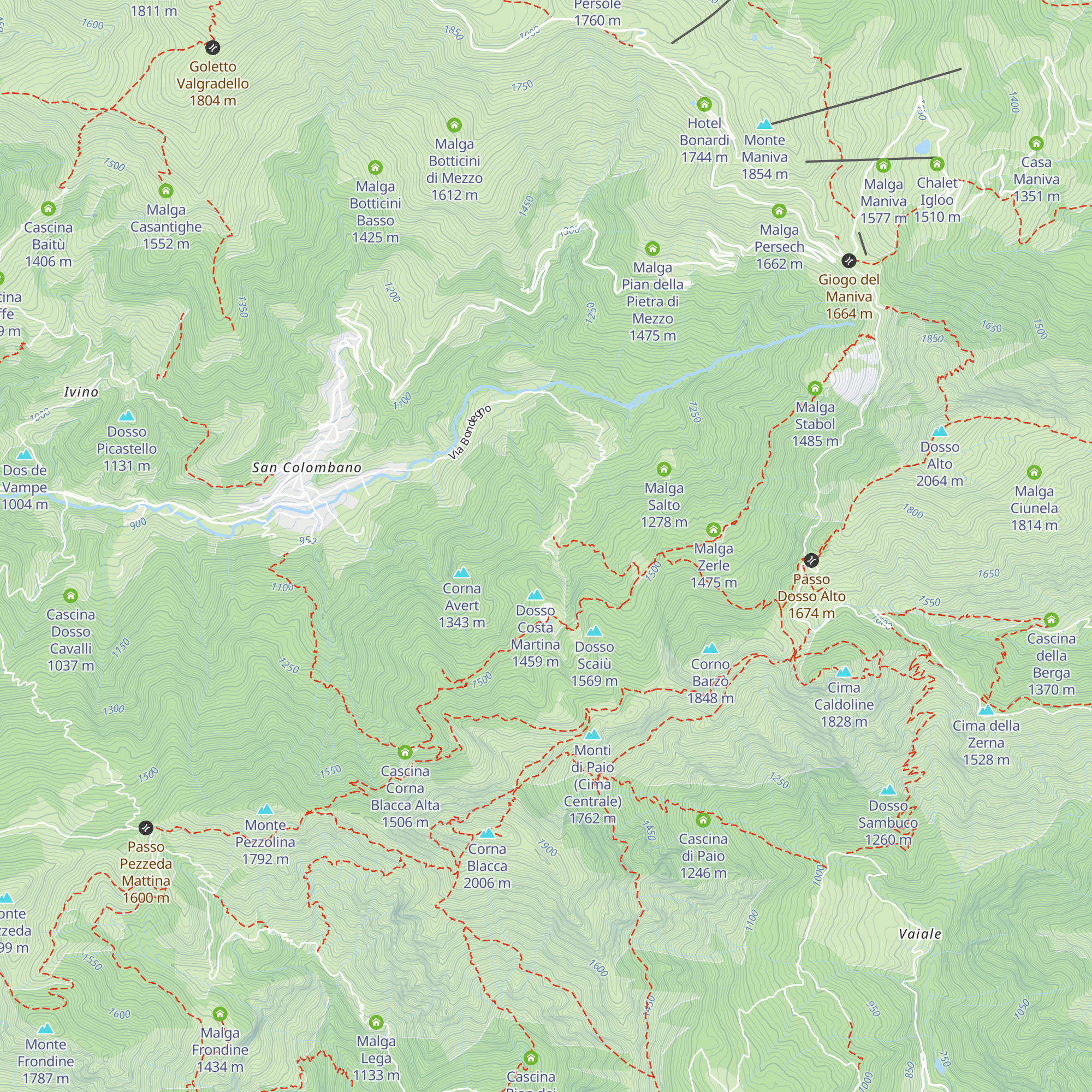 Malga Closura map