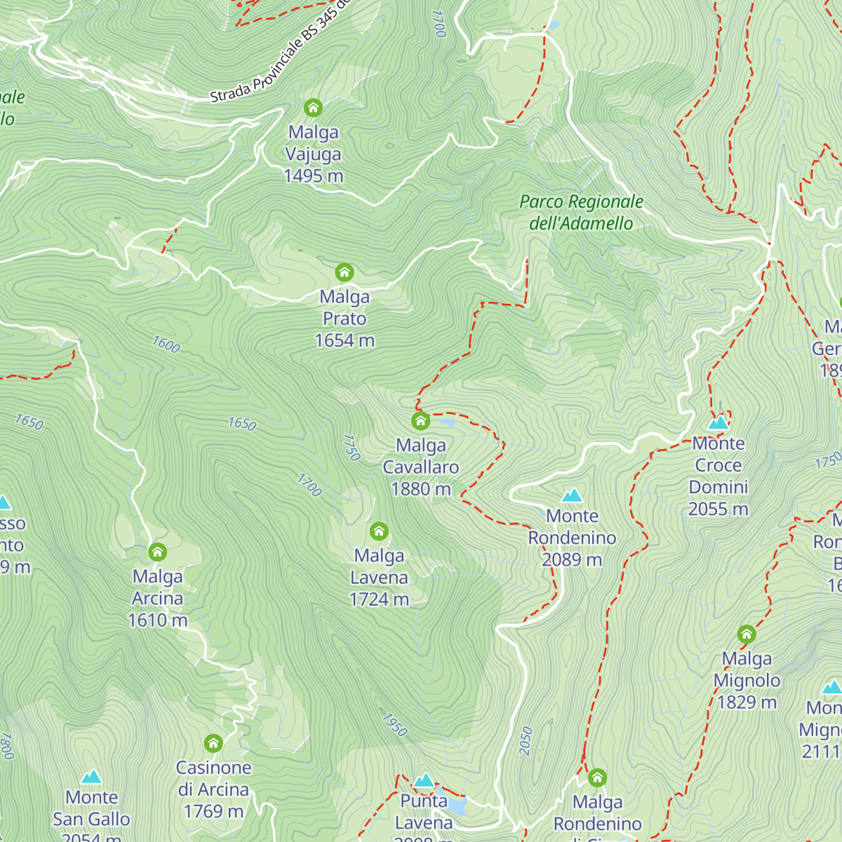 Malga Cavallaro map