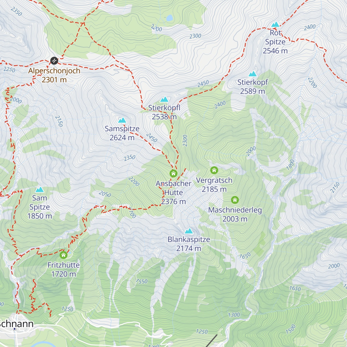Ansbacher Hütte map