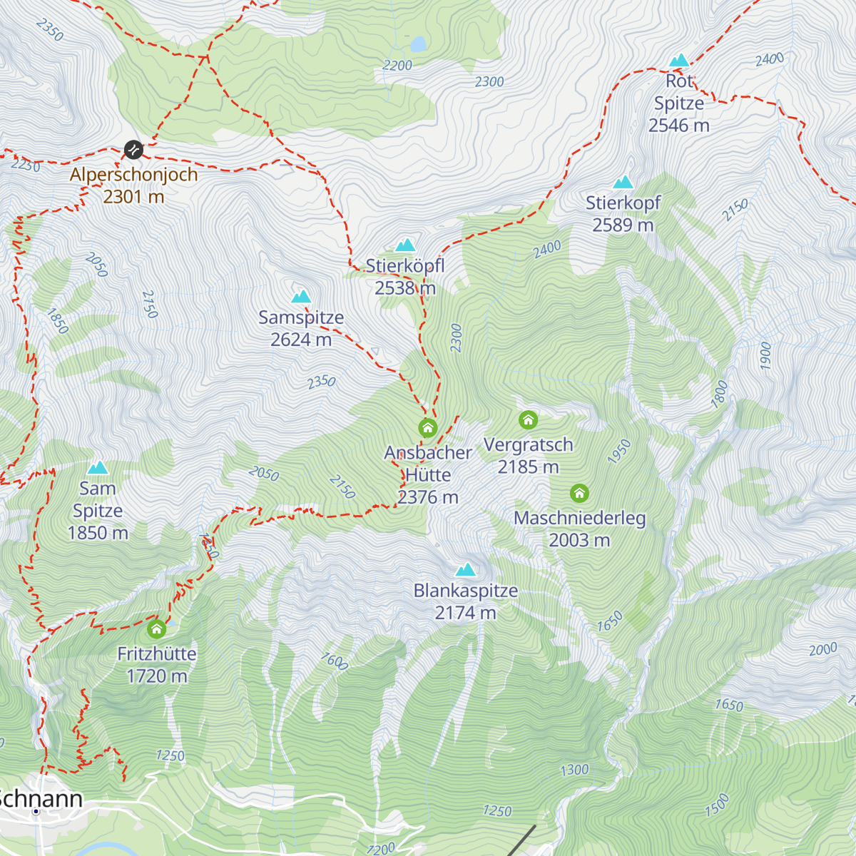 Ansbacher Hütte map