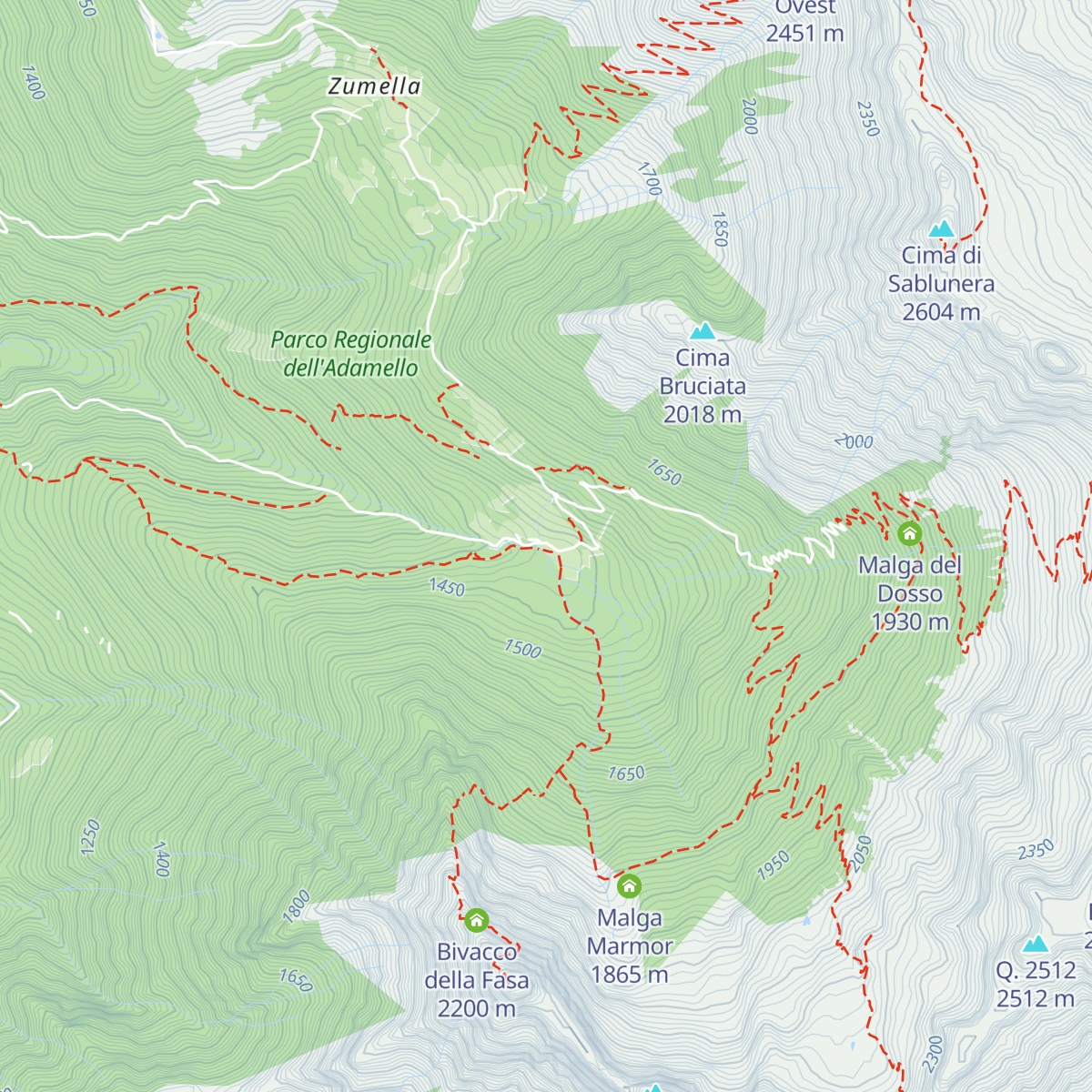 Rifugio De Marie al Volano map