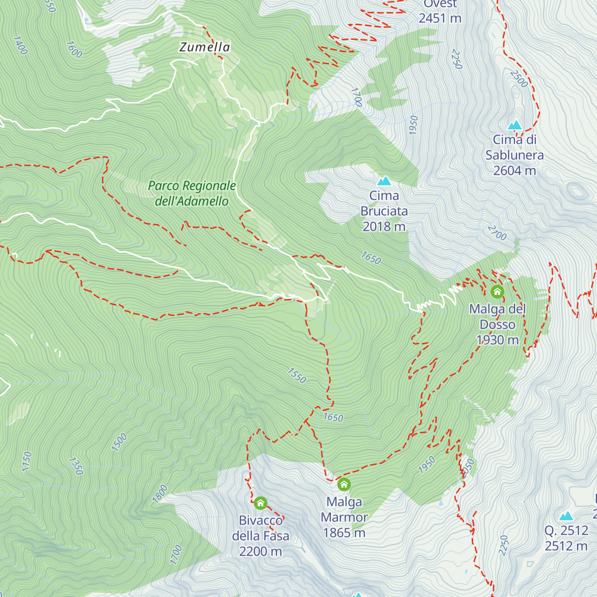 Rifugio De Marie al Volano map