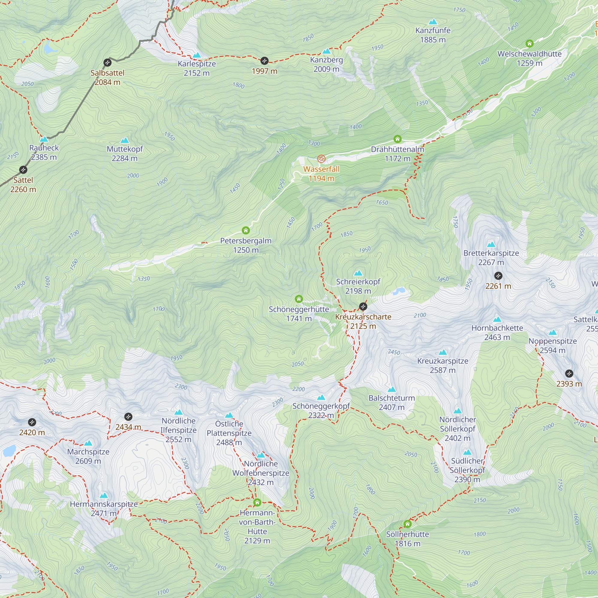 Schöneggerhütte map