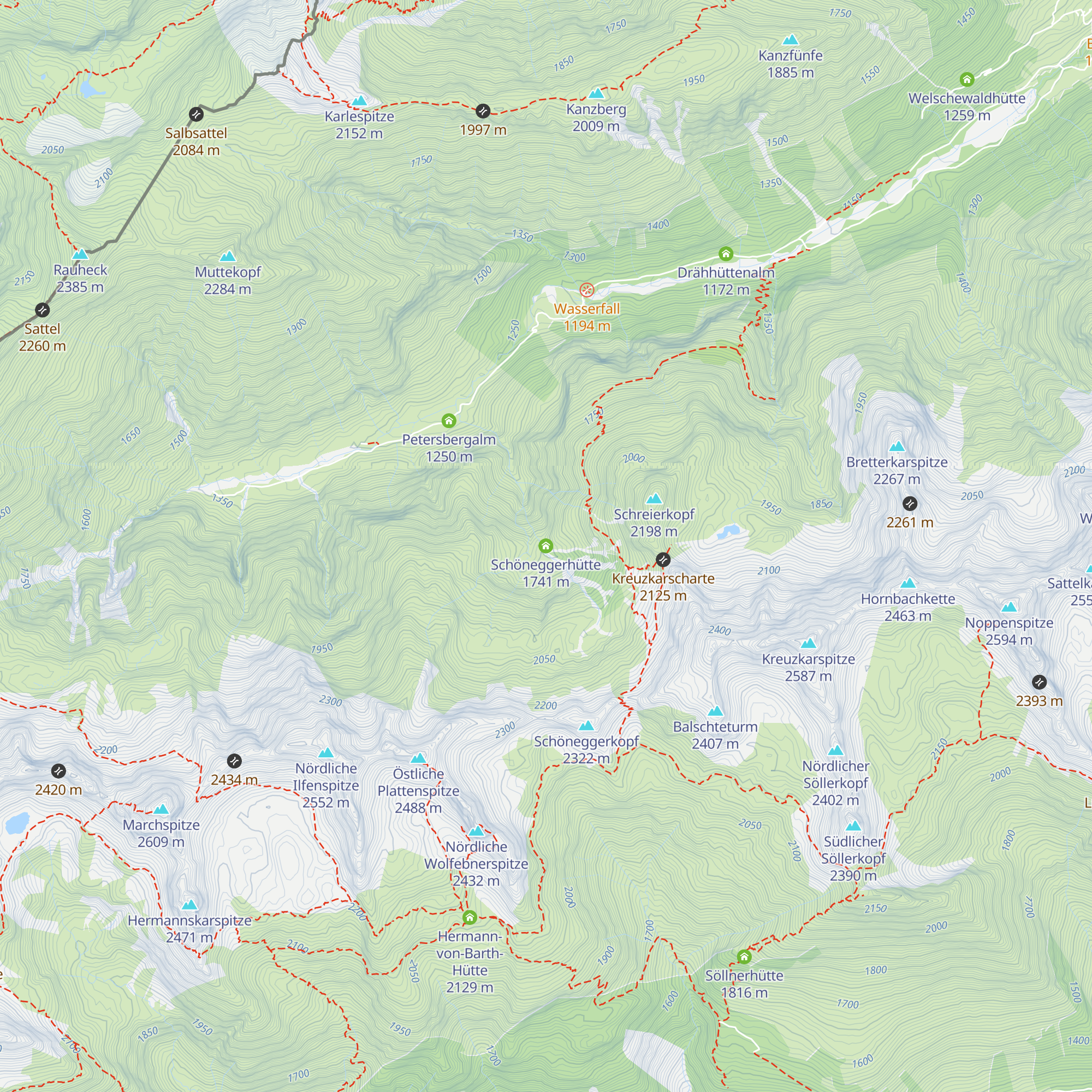 Schöneggerhütte map