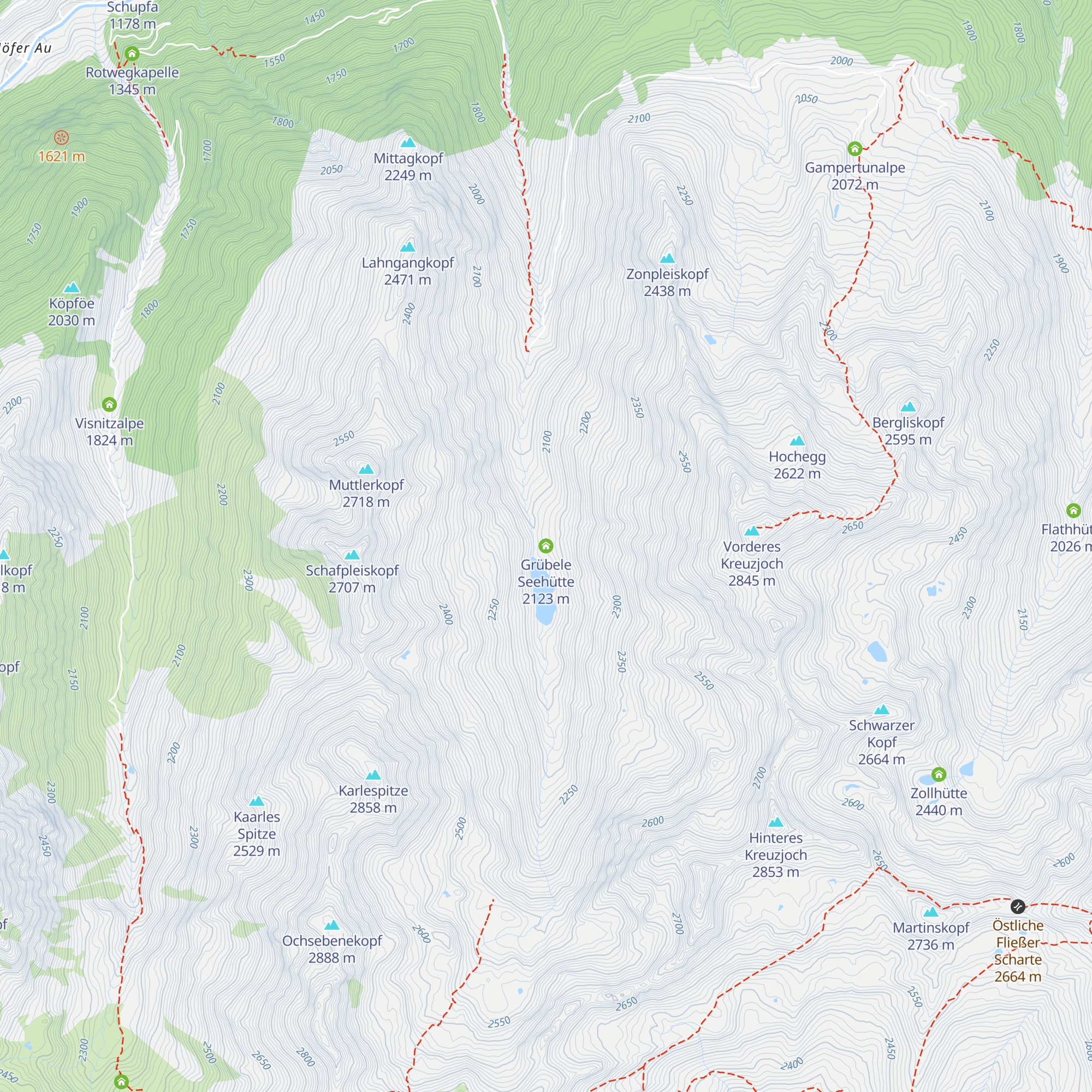Grübele Seehütte map