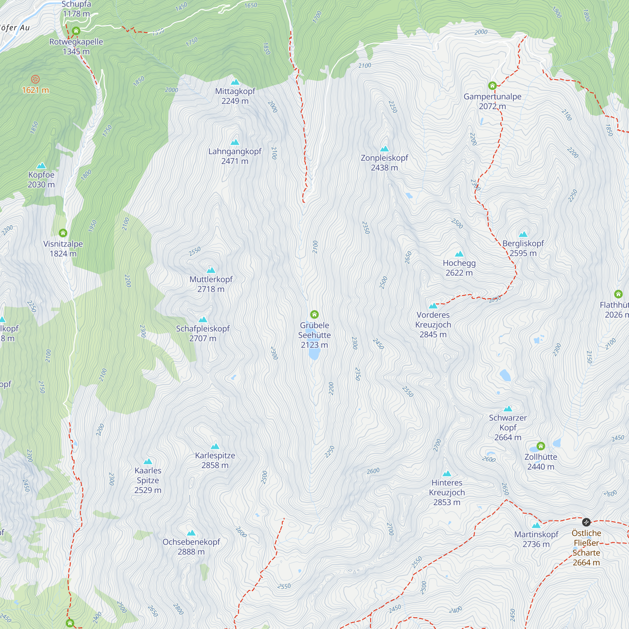 Grübele Seehütte map