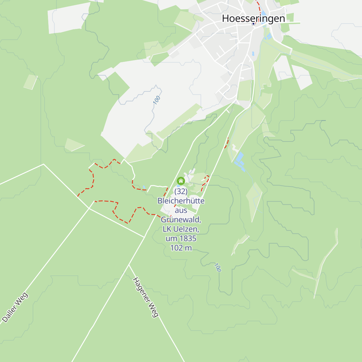(32) Bleicherhütte aus Grünewald, LK Uelzen, um 1835 map
