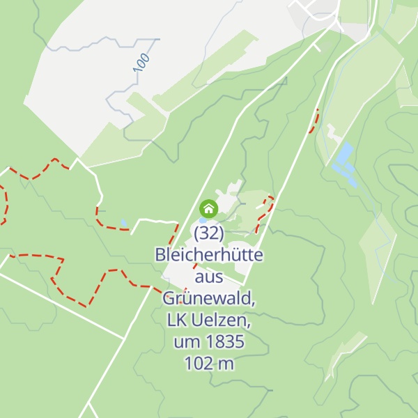 Map of (32) Bleicherhütte aus Grünewald, LK Uelzen, um 1835