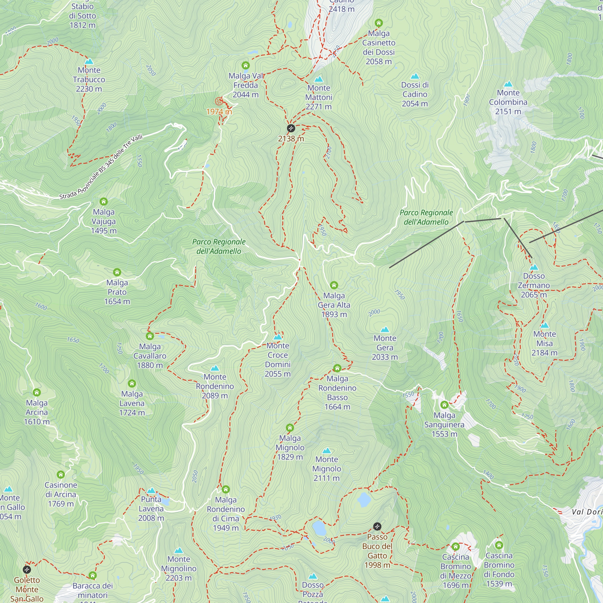 Malga Spondone map