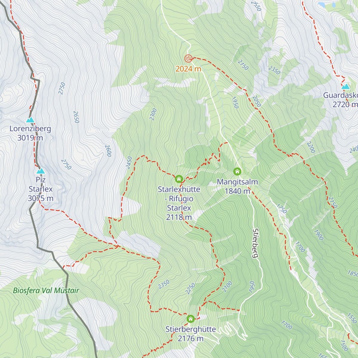 Starlexhütte - Rifugio Starlex map